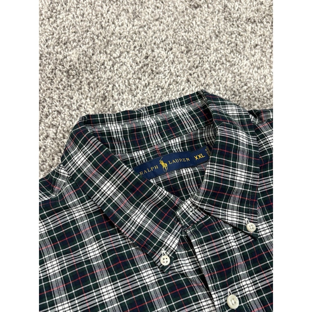 Polo Ralph Lauren Mens XXL Green Navy Plaid Button Down Long Sleeve Shirt